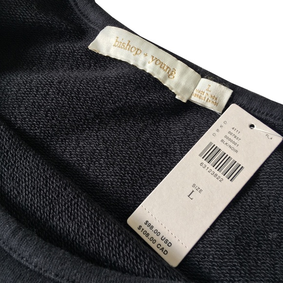 Anthropologie Bishop + Young One Shoulder Sweatshirt Black Large - Picture 9 of 12